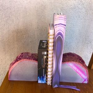 Pink Agate Bookends Set